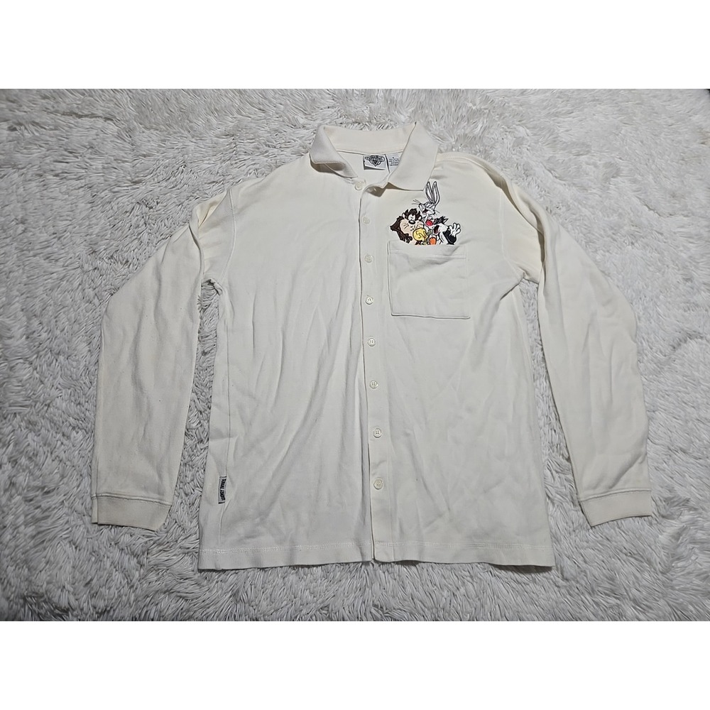 Vintage Acme Looney Tunes Sweater Ribbed S‎ Button Down Collared Cotton Cardigan